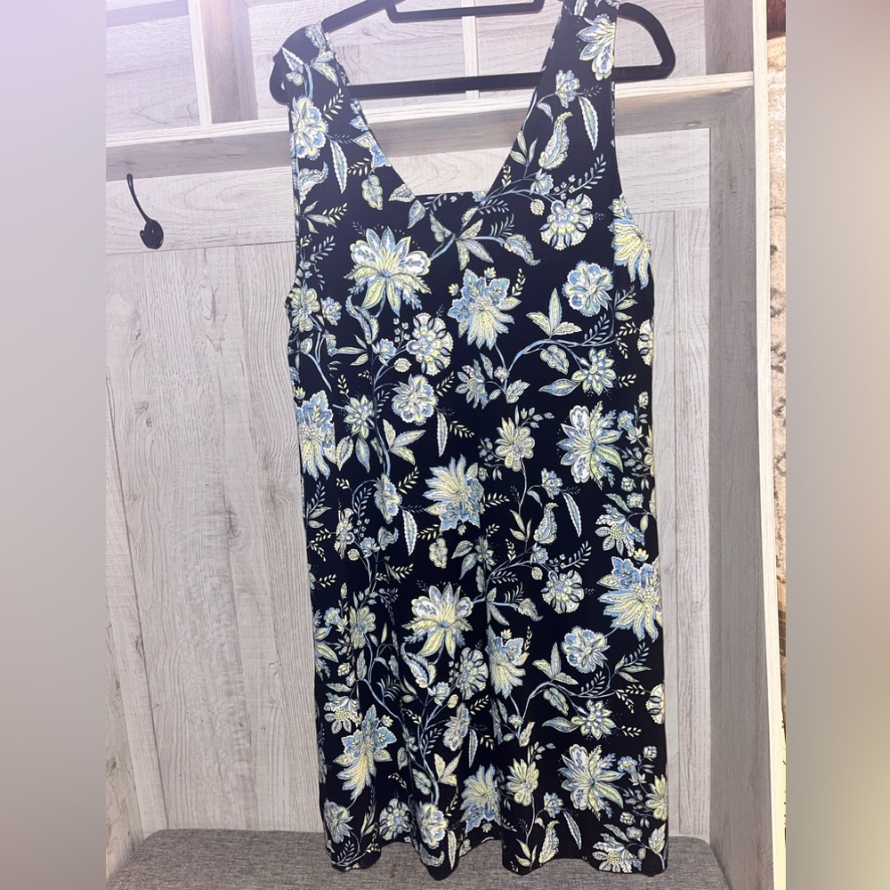 Loft Floral Black sleeveless Dress size XXL